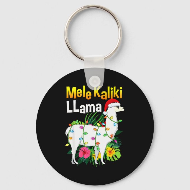 Mele Kalikimaka Christmas Shirt Hawaiian Llama X-m Keychain (Front)