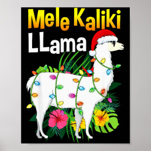 Mele Kalikimaka Christmas Shirt Hawaiian Llama X-m Poster