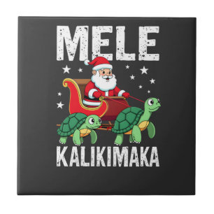 Mele Kalikimaka Christmas Shirt Santa Sleigh Sea Tile