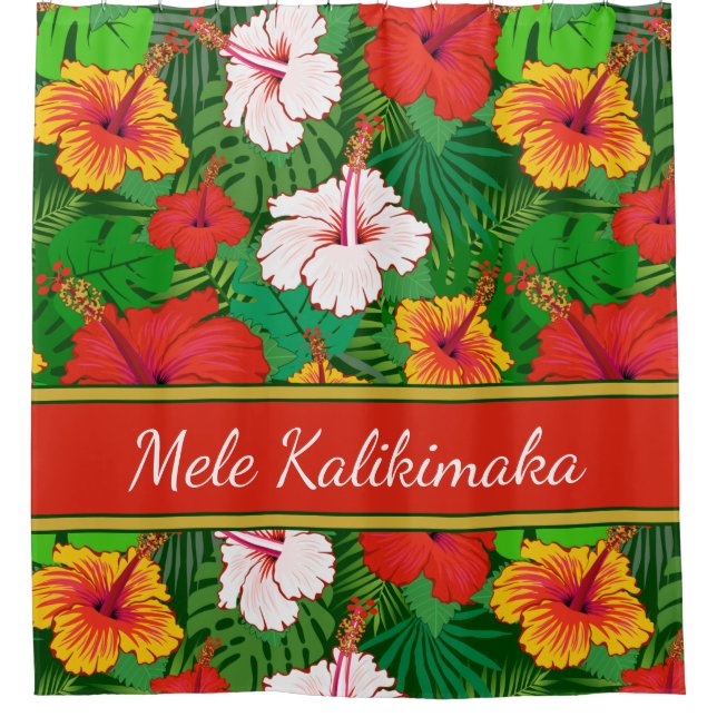 Mele Kalikimaka Colourful Hawaiian Hibiscus Holida (Front)