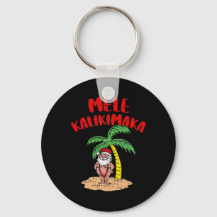 Mele Kalikimaka Cool Santa Swimsuit Hawaiian Merry Keychain