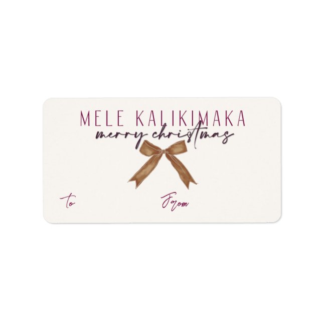 Mele Kalikimaka, Étiquette cadeau de prune de sucr (Devant)
