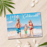 Mele Kalikimaka Family Photo Beach Christmas Holiday Card<br><div class="desc">These pretty beach Christmas cards feature your own summer vacation photo from the coast with an elegant typography overlay in white that reads Mele Kalikimaka. A cute Hawaiian way to say Merry Christmas in style on a tropical island. Take me to the ocean this holiday.</div>