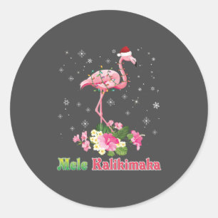 Mele Kalikimaka Flamingo Santa Christmas Merry Classic Round Sticker