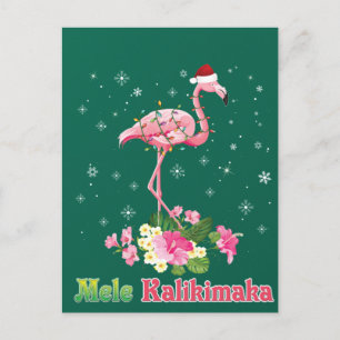 Mele Kalikimaka Flamingo Santa Christmas Merry Postcard