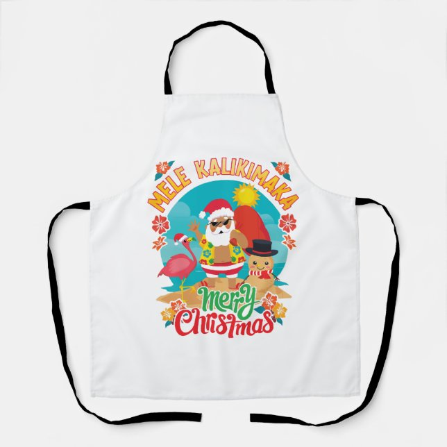 Mele Kalikimaka for a Bright Hawaiian Christmas Apron (Front)
