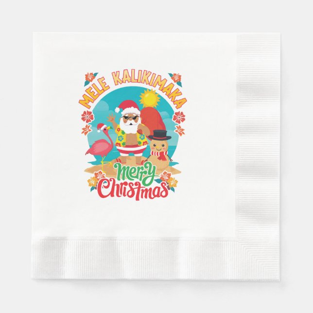 Mele Kalikimaka for a Bright Hawaiian Christmas Napkin (Front)
