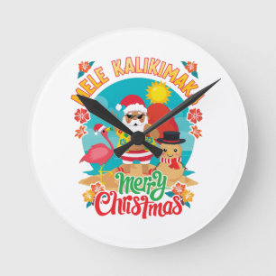 Mele Kalikimaka for a Bright Hawaiian Christmas Round Clock
