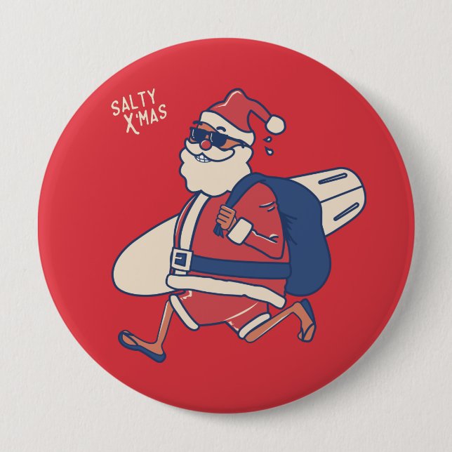 Mele Kalikimaka - Funny Santa Hawaiian Christmas 4 Inch Round Button (Front)