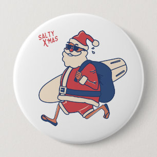 Mele Kalikimaka - Funny Santa Hawaiian Christmas B 4 Inch Round Button