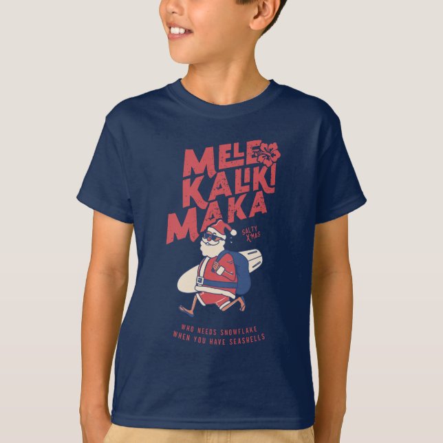 Mele Kalikimaka - Funny Santa Hawaiian Christmas  T-Shirt (Front)