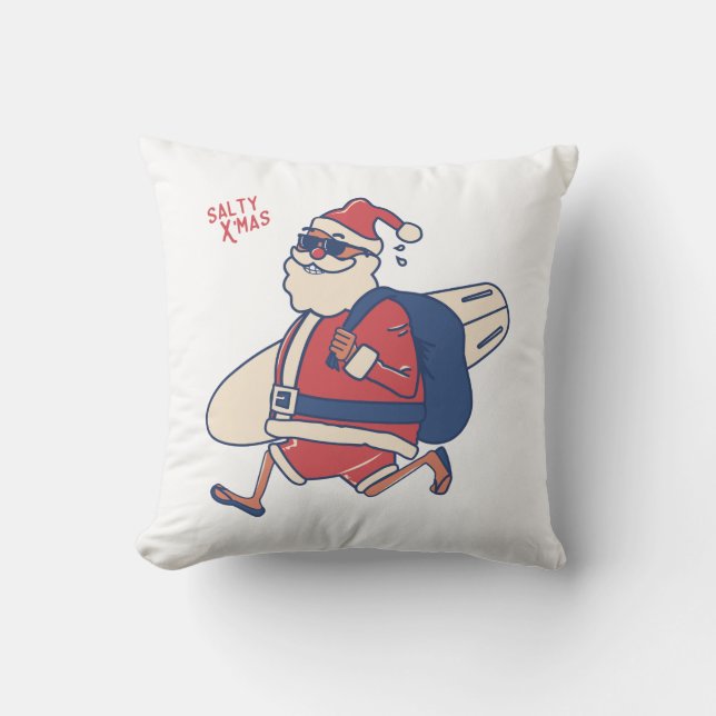 Mele Kalikimaka - Funny Santa Hawaiian Christmas Throw Pillow (Front)