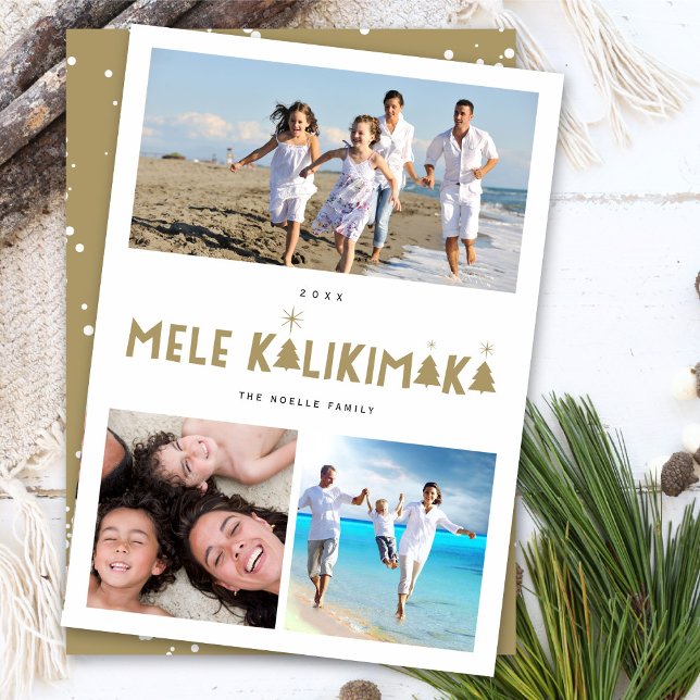 Mele Kalikimaka Glow 3 Photo Collage Christmas Holiday Card (Creator Uploaded)