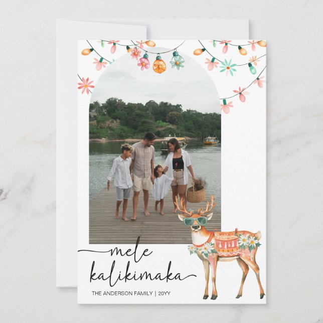  mele kalikimaka groovy christmas 1 photo card (Front)
