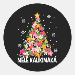 Mele Kalikimaka Hawaii Hawaiian Christmas Xmas Gir Classic Round Sticker