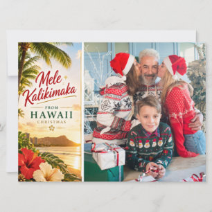 Mele Kalikimaka Hawaii Personalized Family Photo Holiday Card