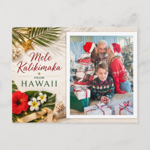 Mele Kalikimaka Hawaii Personalized Family Photo Holiday Postcard
