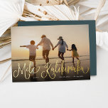 Mele Kalikimaka | Hawaii Photo Foil Holiday Card<br><div class="desc">Chic holiday photo card features "Mele Kalikimaka, " the Hawaiian Christmas greeting,  in gold foil hand lettered script typography as an overlay on your favourite beach or vacation photo.</div>