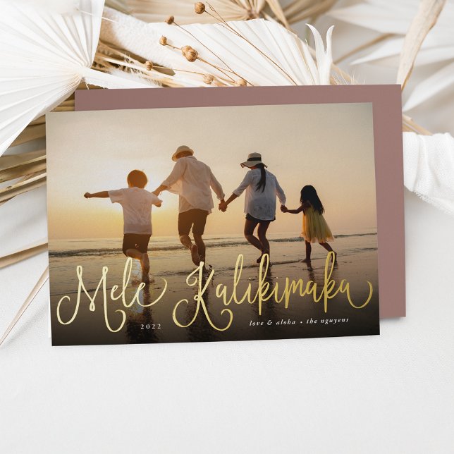 Mele Kalikimaka | Hawaii Photo Foil Holiday Card (Creator Uploaded)