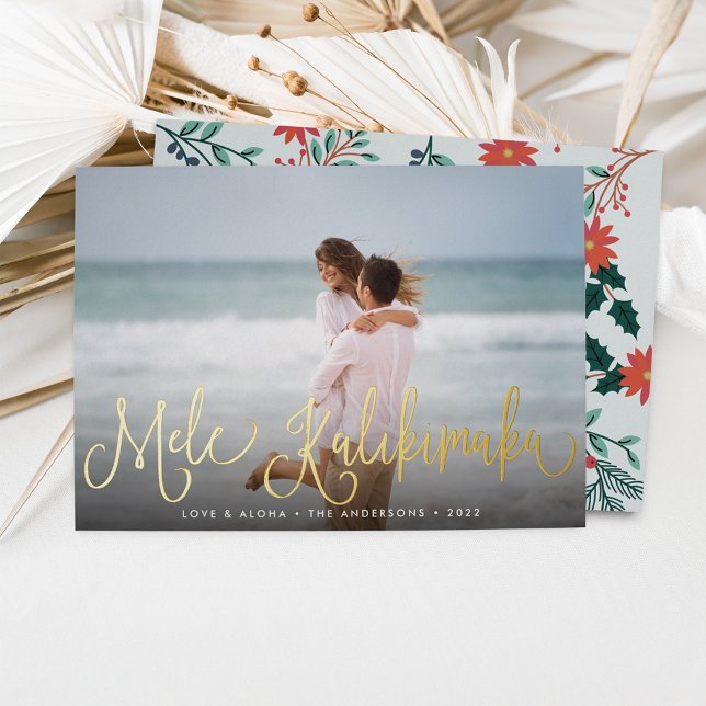 Mele Kalikimaka | Hawaii Photo Foil Holiday Card (Creator Uploaded)