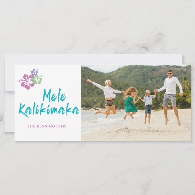 Mele Kalikimaka Hawaiian Christmas Holiday Photo (Front)