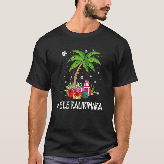 Mele Kalikimaka Hawaiian Christmas Palm Tree Famil T-Shirt (Front)