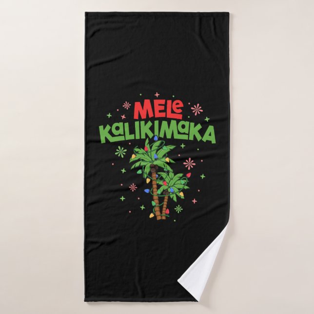 Mele Kalikimaka Hawaiian Christmas Palm Tree Light (Serviette de bain)