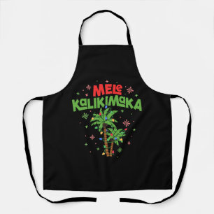 Mele Kalikimaka Hawaiian Christmas Palm Tree Light Apron