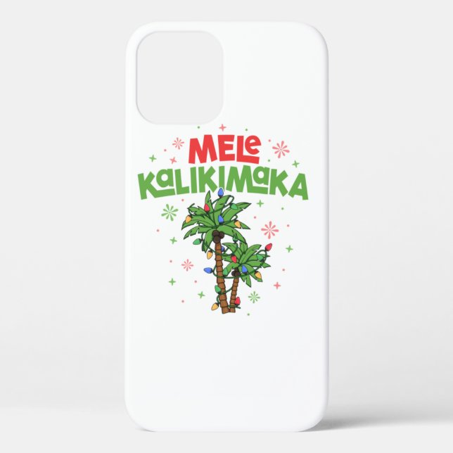 Mele Kalikimaka Hawaiian Christmas Palm Tree Light Case-Mate iPhone Case (Back)