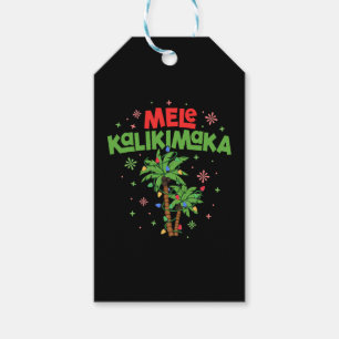 Mele Kalikimaka Hawaiian Christmas Palm Tree Light Gift Tags