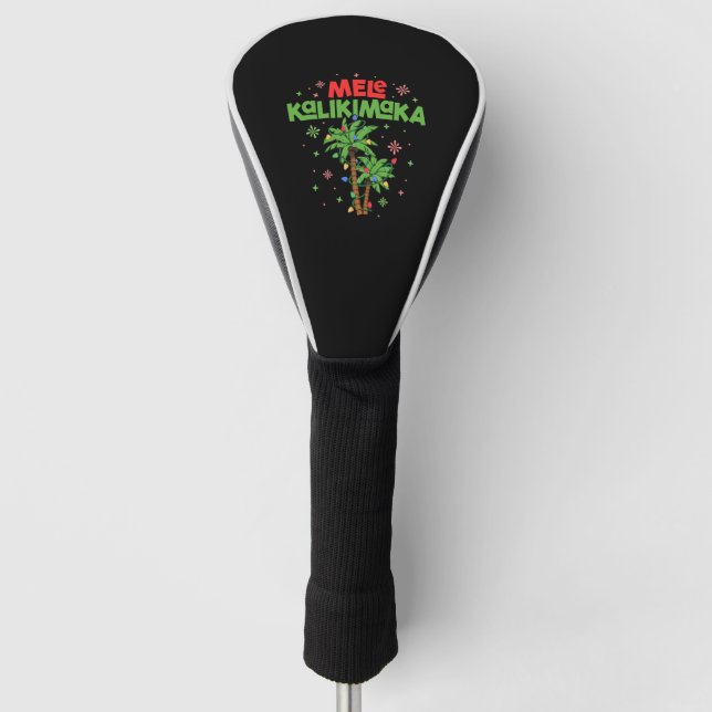 Mele Kalikimaka Hawaiian Christmas Palm Tree Light Golf Head Cover (Front)