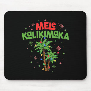 Mele Kalikimaka Hawaiian Christmas Palm Tree Light Mouse Pad
