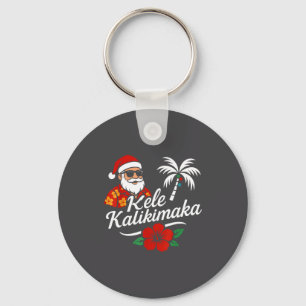 Mele Kalikimaka Hawaiian Christmas Santa Hat Hawai Keychain