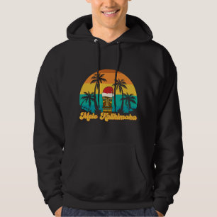 Mele Kalikimaka Hawaiian Christmas Tiki Santa Hat Hoodie