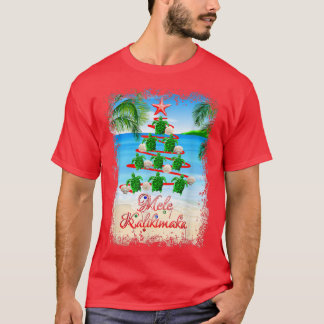 Mele Kalikimaka Hawaiian Christmas Tree Turtles T-Shirt