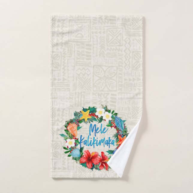 Mele Kalikimaka Hawaiian Christmas Wreath Hand Towel (Hand Towel)