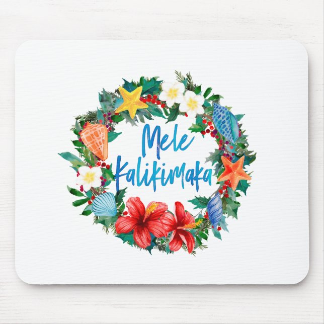 Mele Kalikimaka Hawaiian Christmas Wreath Mouse Pad (Front)