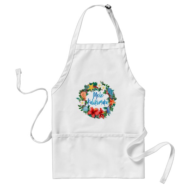 Mele Kalikimaka Hawaiian Christmas Wreath Standard Apron (Front)