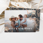 Mele Kalikimaka | Hawaiian Floral Photo Holiday Card<br><div class="desc">Chic holiday photo card features "Mele Kalikimaka, " the Hawaiian Christmas greeting,  in white lettering as an overlay on your favourite beach or vacation photo,  with faux copper foil tropical hibiscus flowers peeking out at the corners.</div>