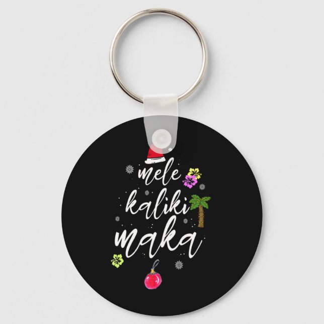 Mele Kalikimaka Hawaiian Hawaii Xmas Pajama Palm T Keychain (Front)
