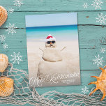 Mele Kalikimaka Hawaiian Holiday Photo Card<br><div class="desc">This Hawaiian holiday photo card features white retro inspired script that says "Mele Kalikimaka" over a full-bleed vertical photo. On the back is a simple red and white diagonal stripe pattern. You can remove the pattern and add another photo or additional text... Just click "customize further" in the drop-down menu....</div>