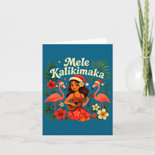 Mele Kalikimaka Hawaiian Hula Girl Christmas Troca Card