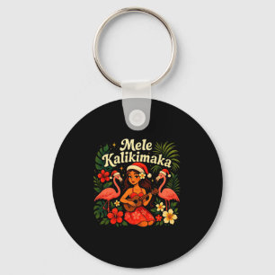 Mele Kalikimaka Hawaiian Hula Girl Christmas Troca Keychain