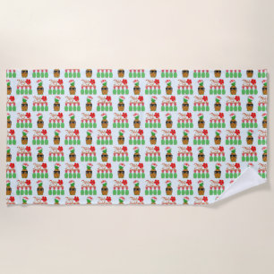 Mele Kalikimaka Hawaiian Pineapple Merry Christmas Beach Towel