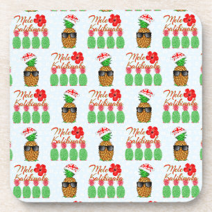 Mele Kalikimaka Hawaiian Pineapple Merry Christmas Coaster