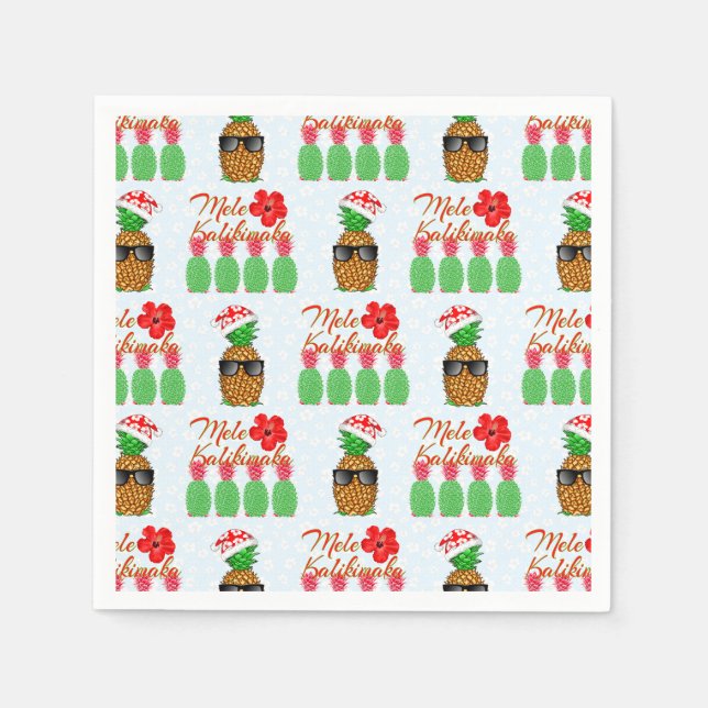 Mele Kalikimaka Hawaiian Pineapple Merry Christmas Napkin (Front)