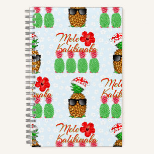 Mele Kalikimaka Hawaiian Pineapple Merry Christmas Notebook