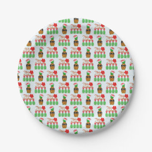 Mele Kalikimaka Hawaiian Pineapple Merry Christmas Paper Plate