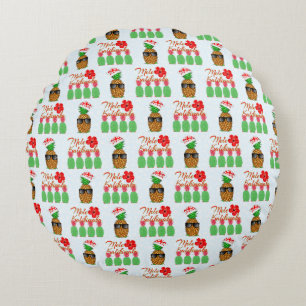 Mele Kalikimaka Hawaiian Pineapple Merry Christmas Round Pillow