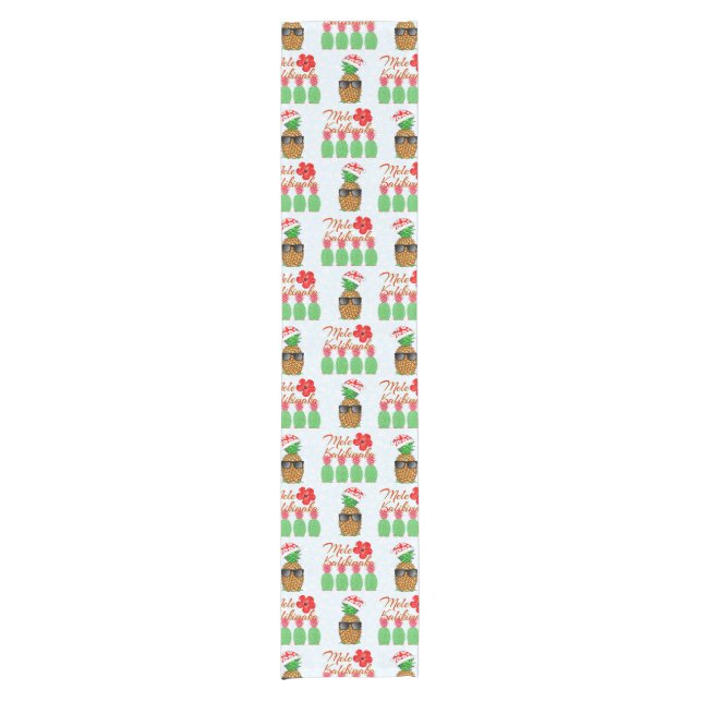 Mele Kalikimaka Hawaiian Pineapple Merry Christmas Short Table Runner (Front)